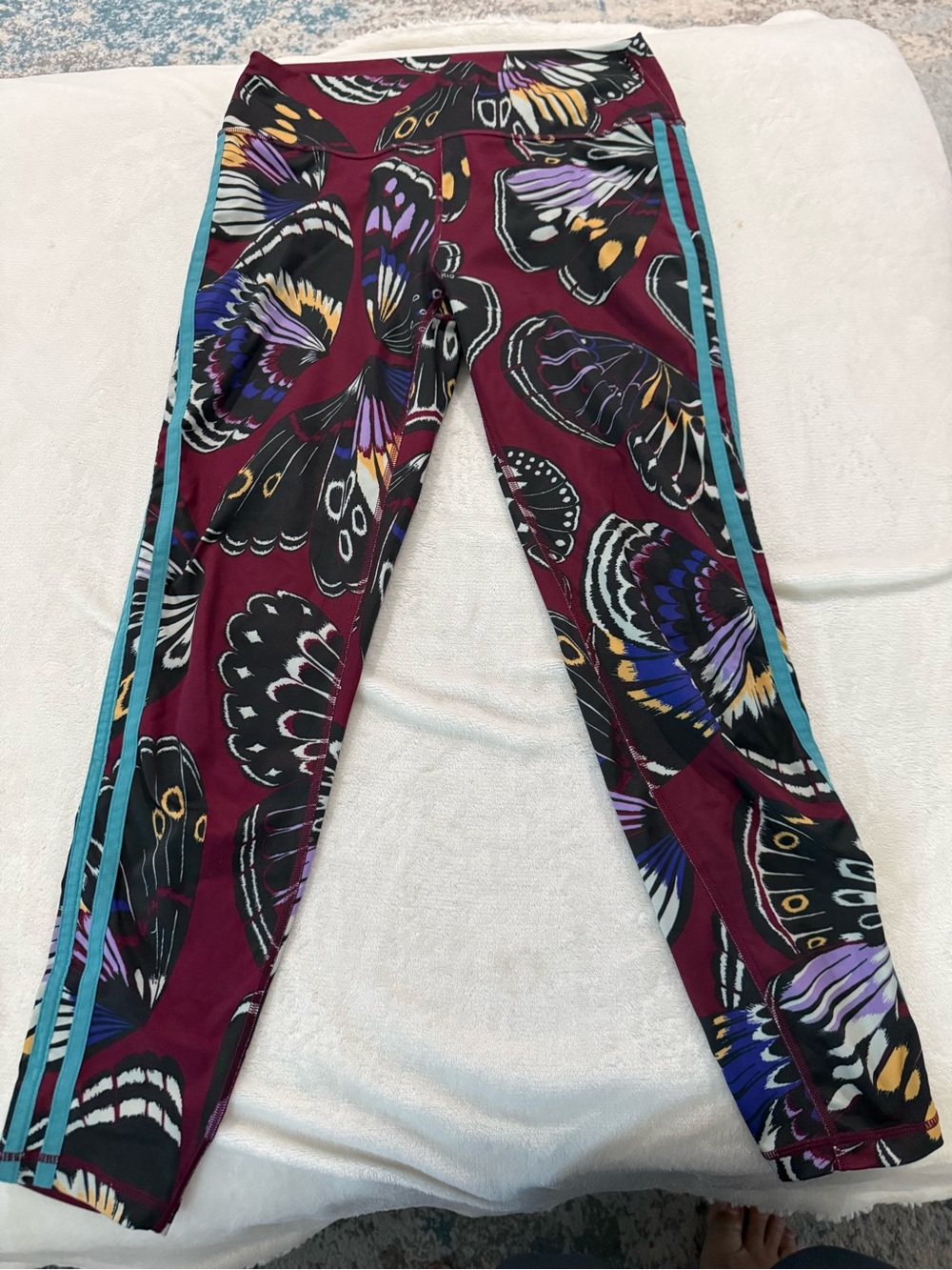 Adidas Pants Womens L Multicolor Farm Rio Butterfly Ankle Leggings Training D74